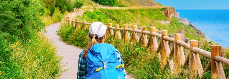Lonely,pilgrim,with,backpack,walking,the,camino,de,santiago,in